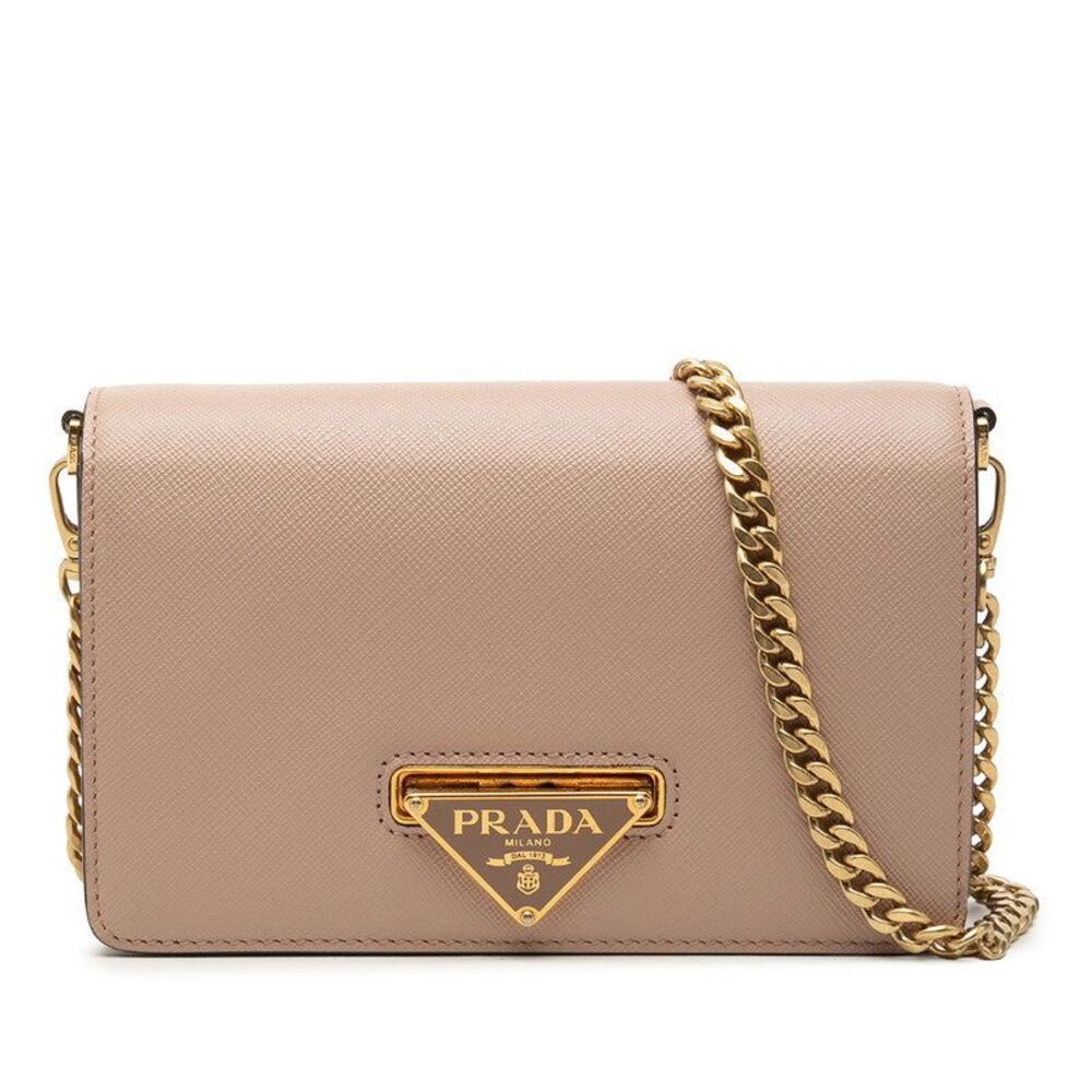 Prada Triangle Logo Chain Shoulder Bag